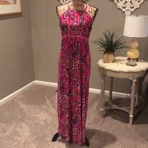 Pink patterned maxi dress
